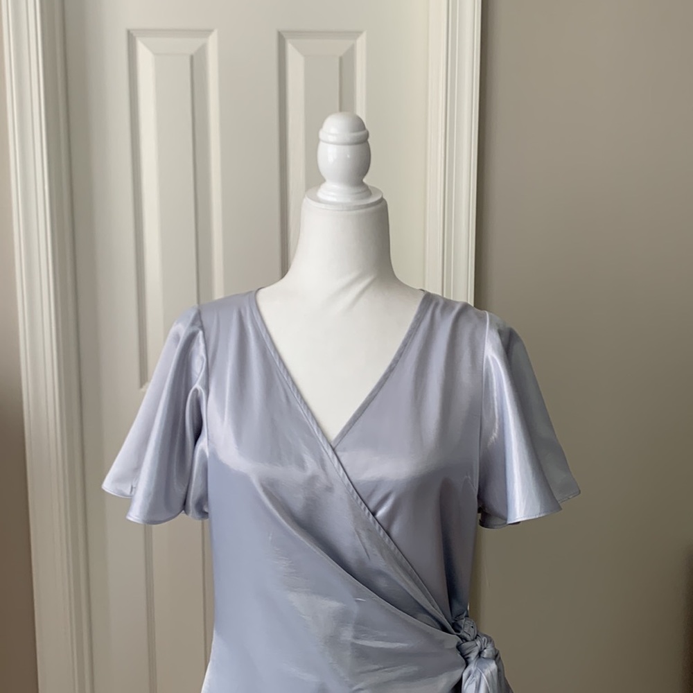 Vici Light Blue Wrap Tie Dress - Picture 4 of 12
